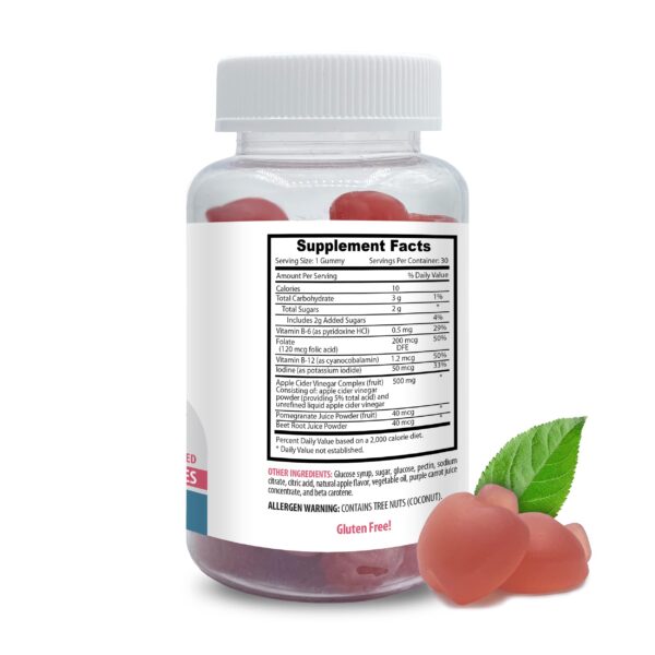 presentación lateral gomitas vinagre sidra de manzana 3 botellas