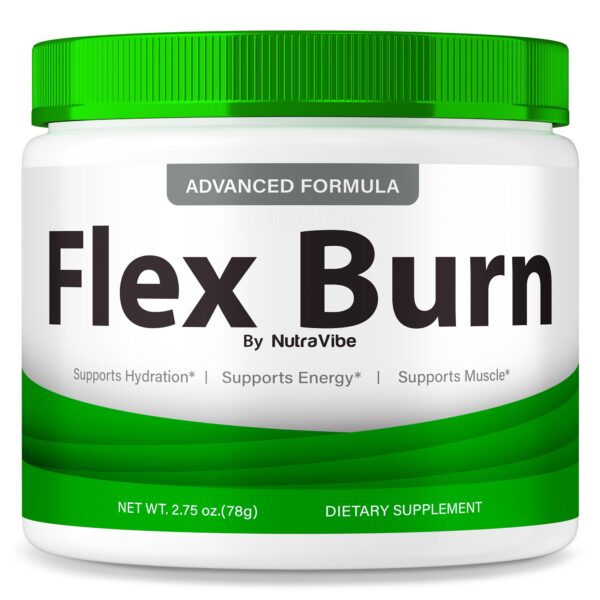 Frasco de polvo NutraRize Flex Burn para energía y rendimiento