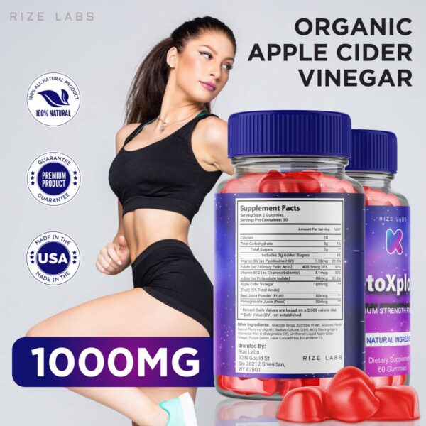 Detalle gomitas KetoXplode rize labs para dieta keto