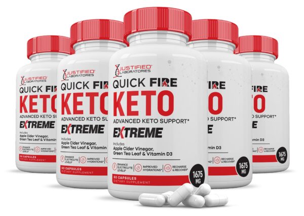 Quick Fire Keto ACV cápsulas 1675mg paquete 5 botellas 300 cápsulas