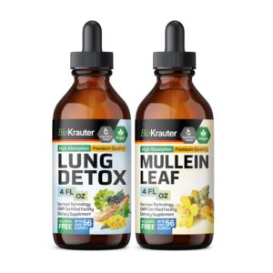 Botellas tintura BioKrauter Detox pulmonar y Gordolobo 4 oz