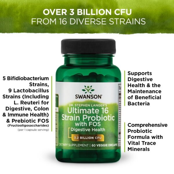 Conjunto 3 frascos probióticos naturales Swanson Dr. Stephen Langer 16 cepas