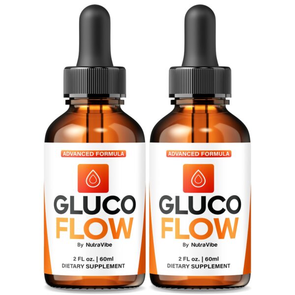 Paquete de 2 gotas Gluco Flow fórmula natural líquida