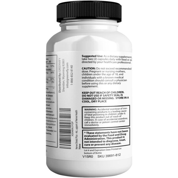 Nerve Shield Plus pro cápsulas y caja GREENVIFY
