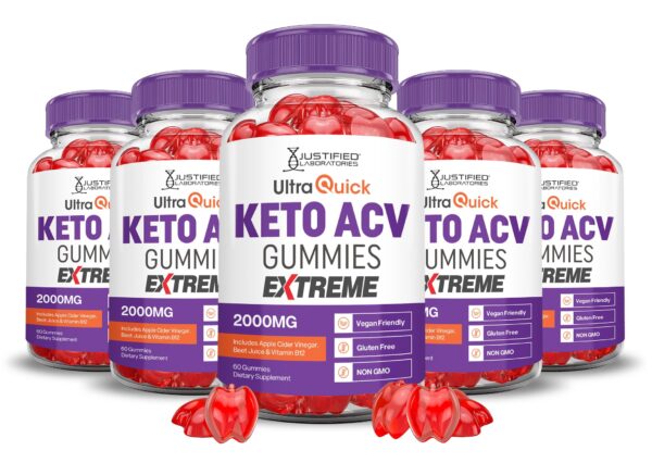 Paquete de 5 gomitas Ultra Quick Keto ACV vegan 60 unidades