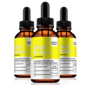 Paquete de tres Vital Drops gotas líquidas naturales para bienestar general