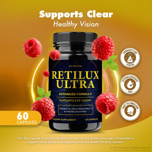 Detalle cápsula fácil de tragar Retilux Ultra para soporte ocular