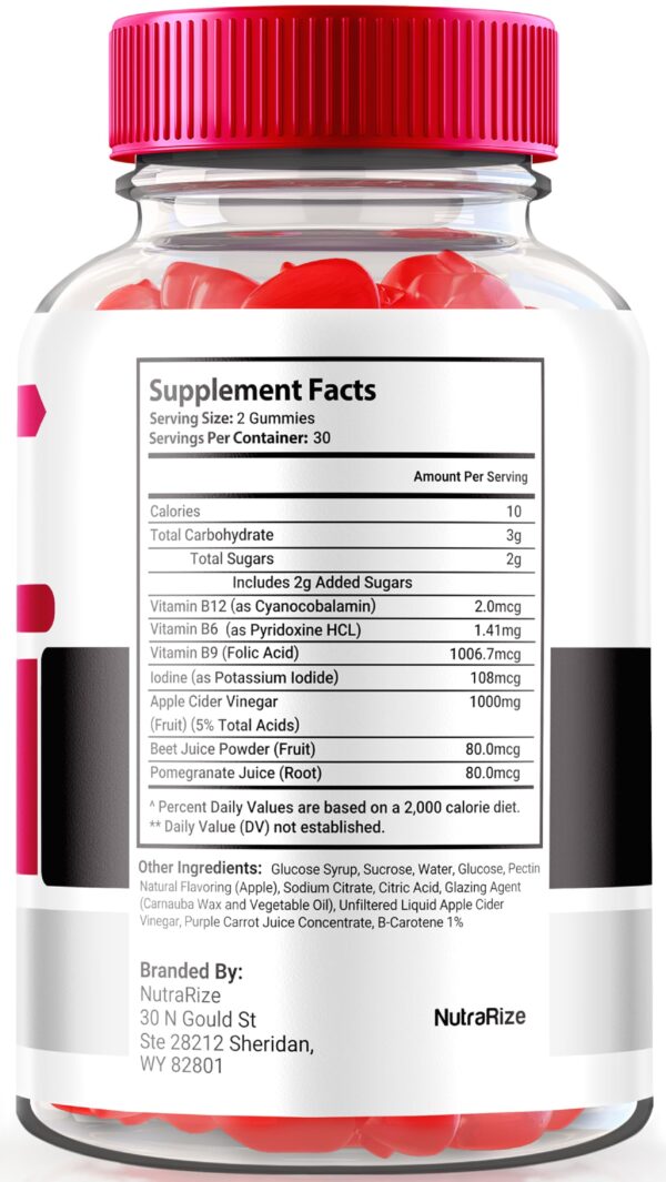 Perfil lateral paquete gomitas Keto Opti Burner