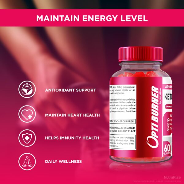 Envase y gorra gomitas Opti Burner Keto ACV