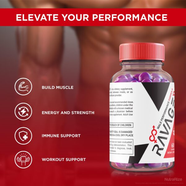 Suplemento hombre NutraRize Ravage X gomitas rendimiento