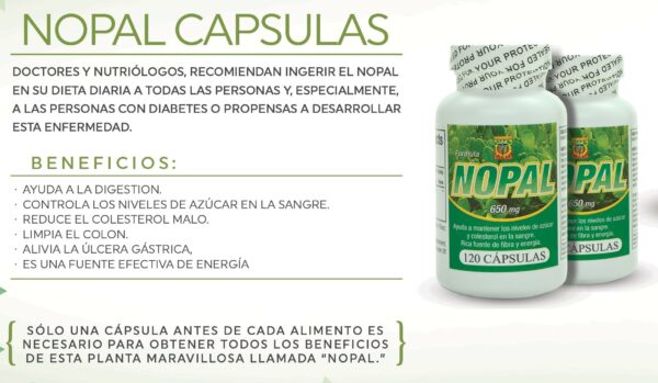 Nutrisalud productos cápsulas nopal natural 4 meses tratamiento
