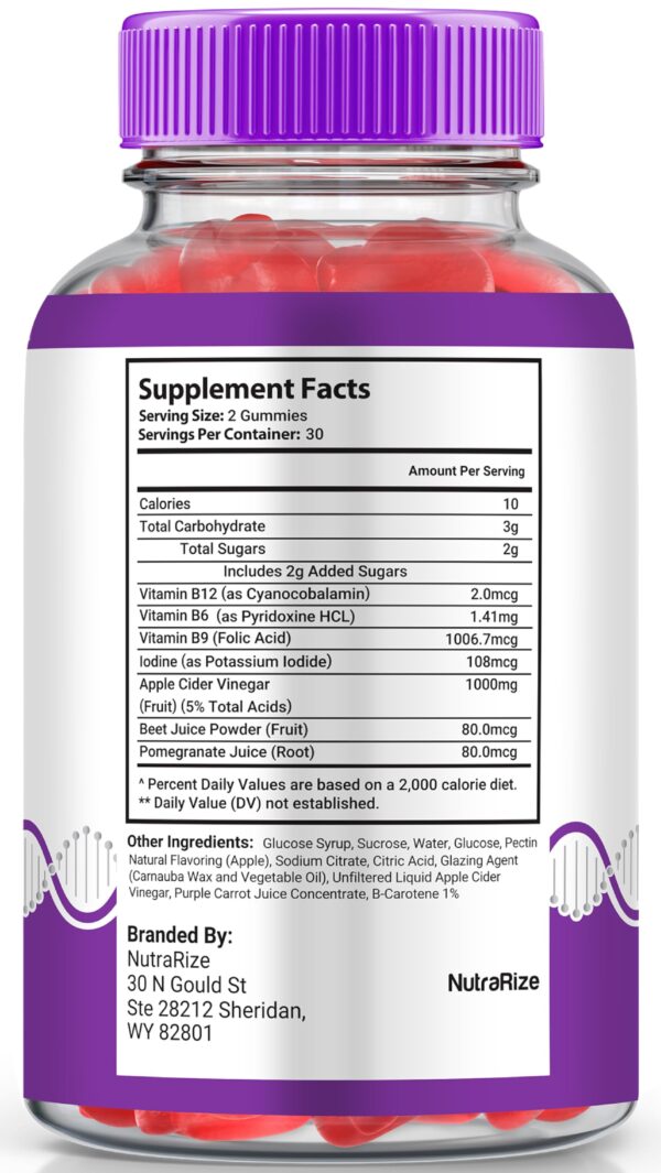 Empaque detalle goma NutraRize RiteLyfe para bienestar