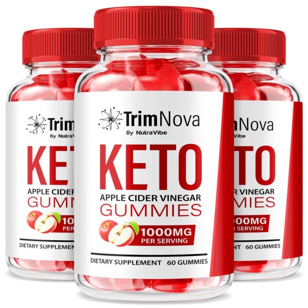 Paquete de tres botellas de gomitas Trim Nova Keto ACV