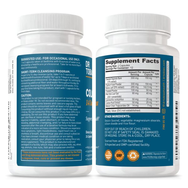 Detalle envase Dr. Tobias Colon Cleanse avanzado