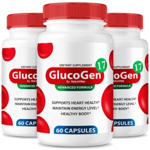 Paquete de 3 frascos de GlucoGen17 para salud circulatoria y energía