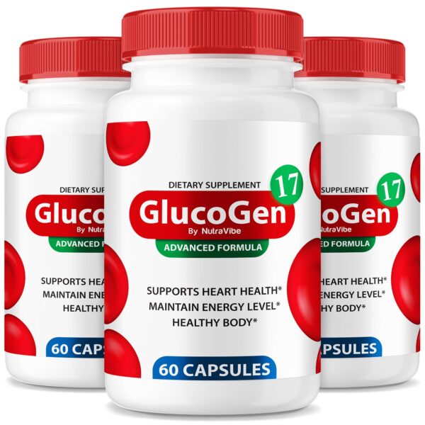 Paquete de 3 frascos de GlucoGen17 para salud circulatoria y energía