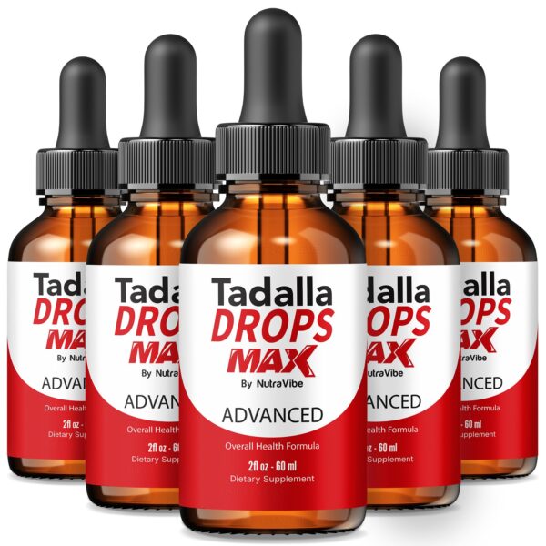 Frasco de Tadalla Drops Max fórmula líquida NutraVibe