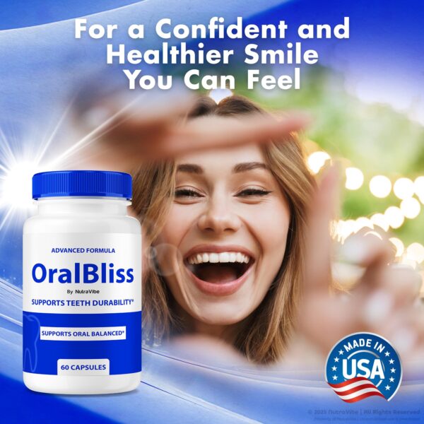 Vista lateral paquete NutraVibe OralBliss para bienestar oral