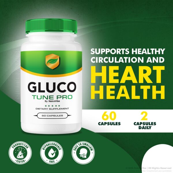 Suplemento Gluco Tune Pro 60 cápsulas para energía y función circulatoria
