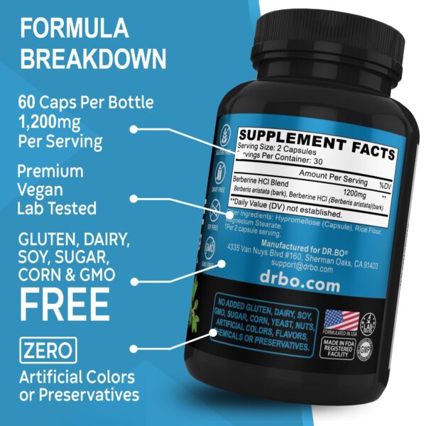 Suplemento berberina en cápsulas para metabolismo saludable