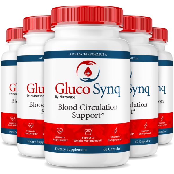 Paquete de 5 Frascos cápsulas Gluco Synq NutraVibe