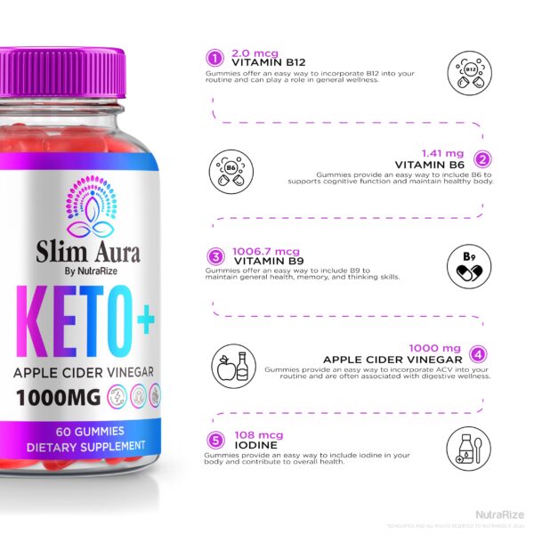 SlimAura Keto+ACV gomitas para quema de grasa natural