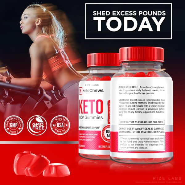 rize labs Gomitas Keto Chews ACV envase y gomitas