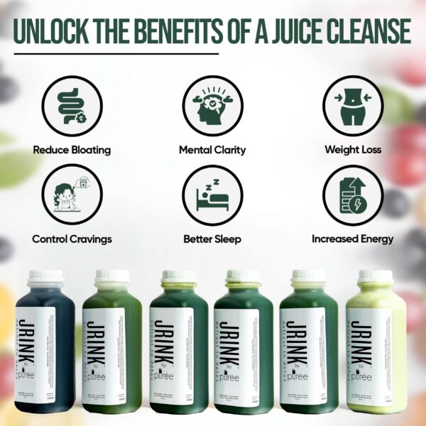 Variedad de jugos prensados en frío de JRINK para limpieza