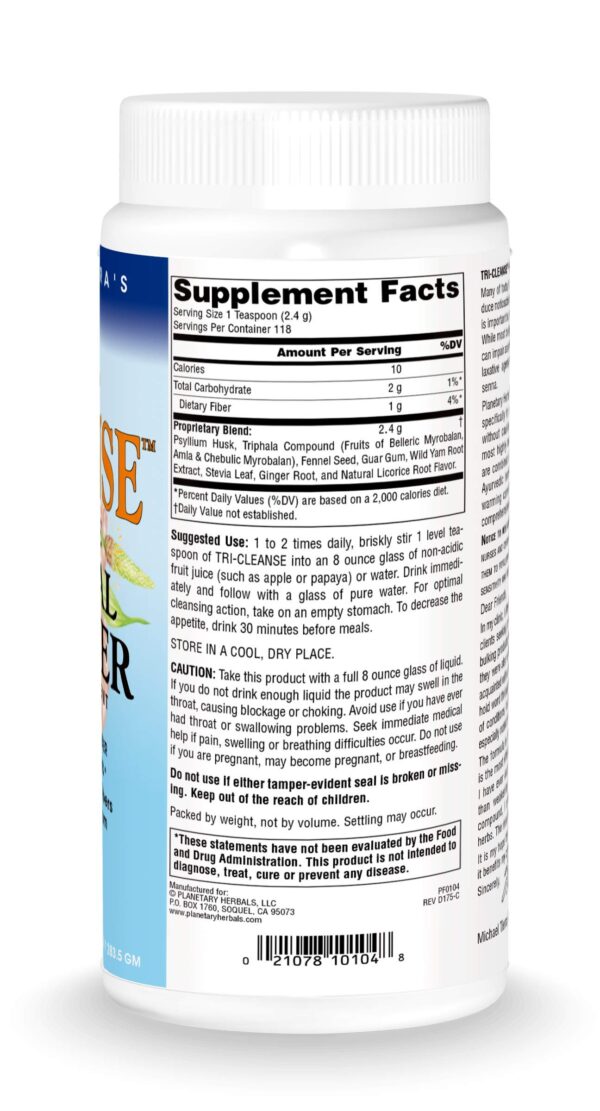 Etiqueta principal Tri-Cleanse polvo limpiador interno