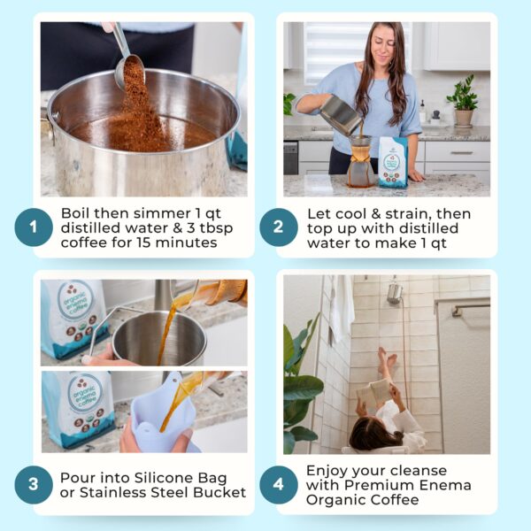 PE Premium Enema Café orgánico bolsa vista superior