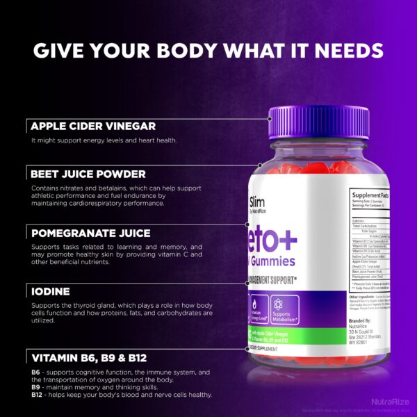 Frasco individual de gomitas ProSlim Keto ACV sabor manzana