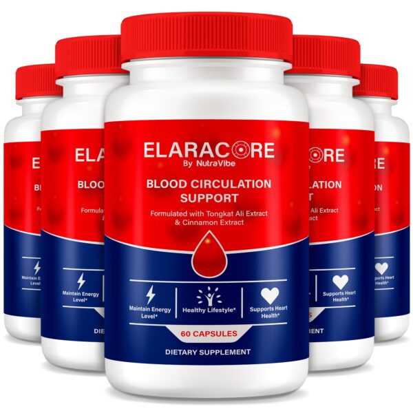 Paquete de 5 envases suplemento Elaracore 300 cápsulas