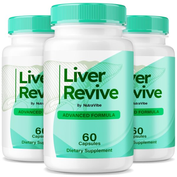 Version 1.0.0 Paquete de 3 frascos cápsulas Liver Revive para bienestar diario