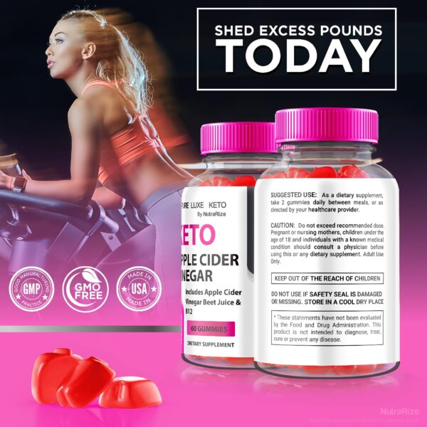 caja lateral pure keto luxe acv gomitas con vitaminas