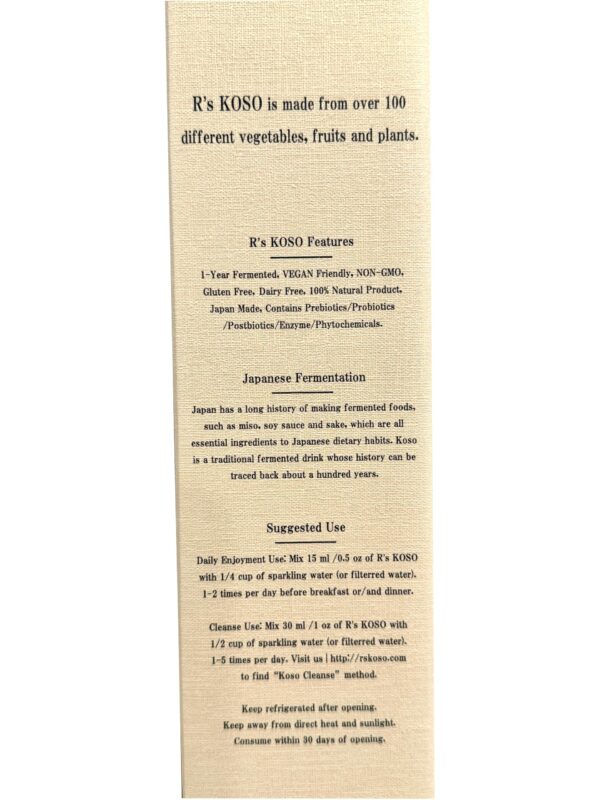 Bebida tradicional japonesa R's KOSO probióticos prebióticos
