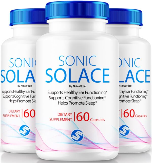 Botella de cápsulas Sonic Solace para salud auditiva