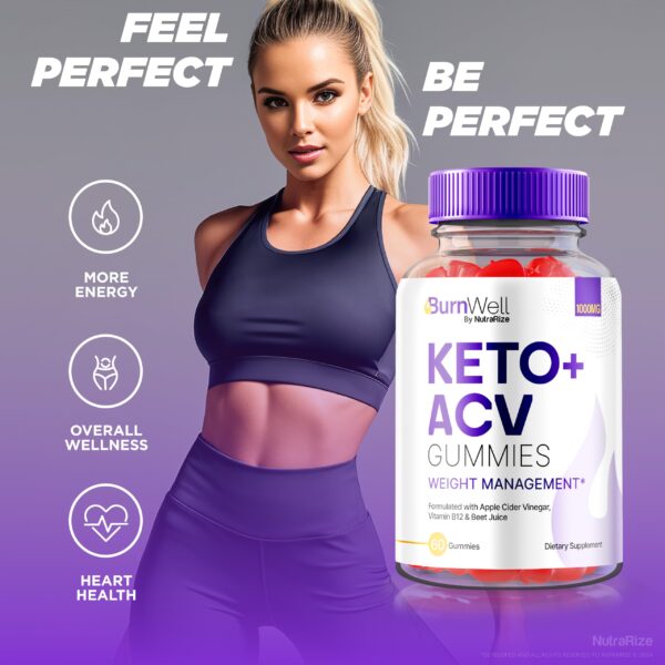 NutraRize BurnWell Keto+ACV botella con etiquetas claras