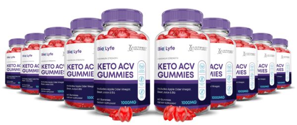 Pack 10 Bio Lyfe Keto ACV gomitas envases