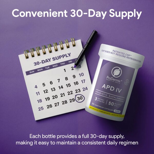 Frasco de suplemento probiótico PRODERMIX APD IV