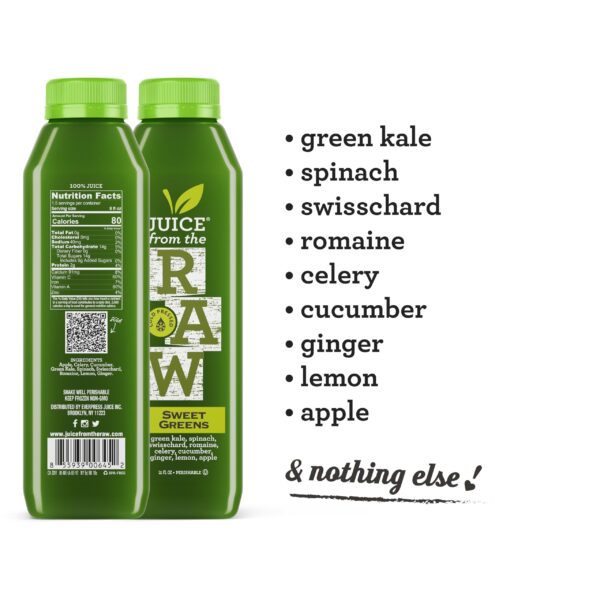 Detalle etiqueta botella jugo crudo con probióticos