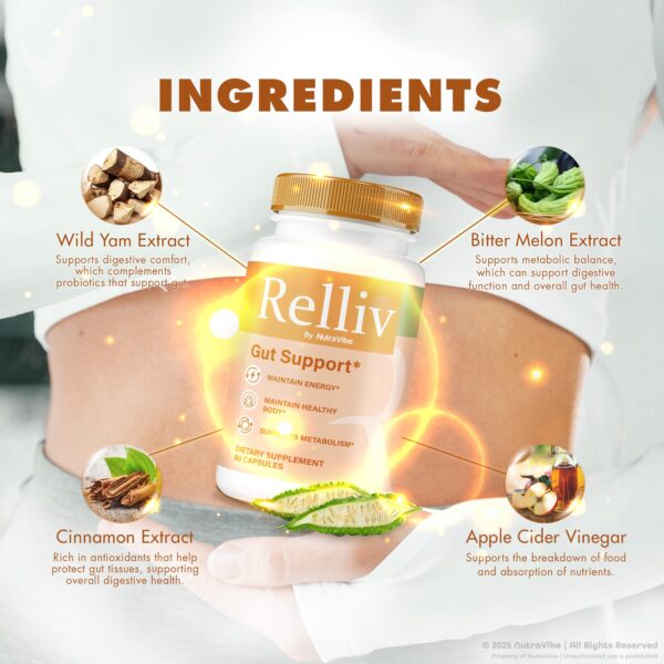 Version 1.0.0 Apoyo diario para la salud intestinal con cápsulas Relliv