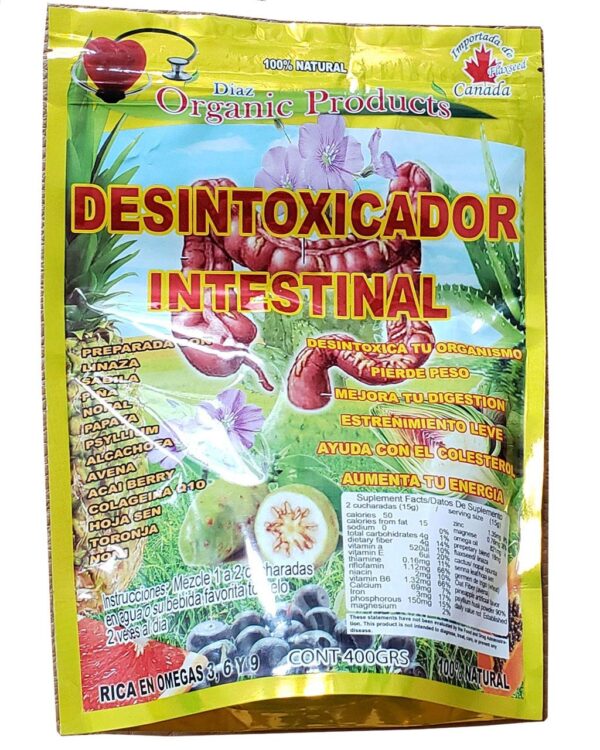 Amazing Natural polvo desintoxicador intestinal paquete frontal