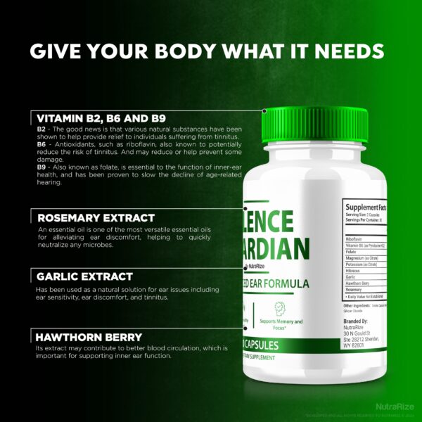 Suplemento natural Silence Guardian soporte auditivo