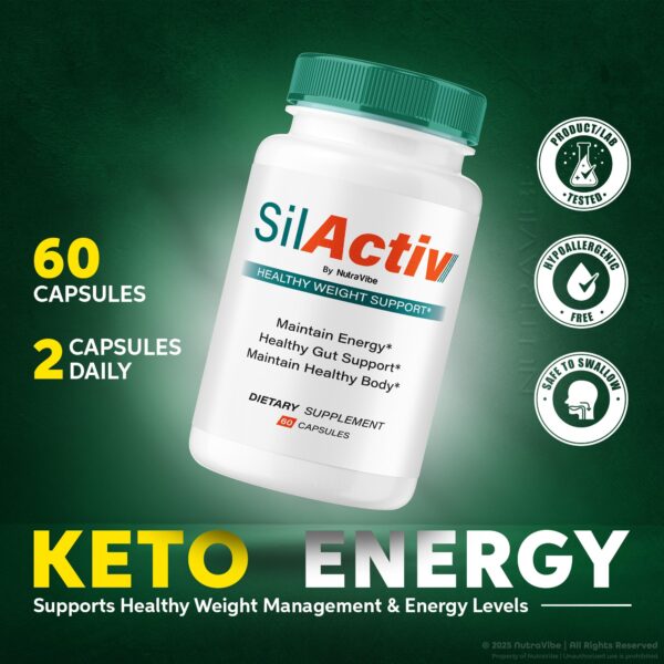 Detalle cápsulas SilActiv NutraVibe para piel y cuerpo