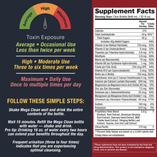 Bebida detox herbal Detoxify Mega Clean para limpieza de cuerpo