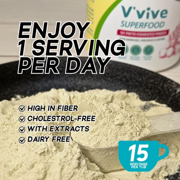 Detalle del polvo V'vive de VIBOGRO en cucharada