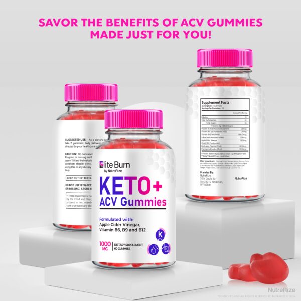 Paquete gomitas keto acv Elite Burn para energía y pérdida peso