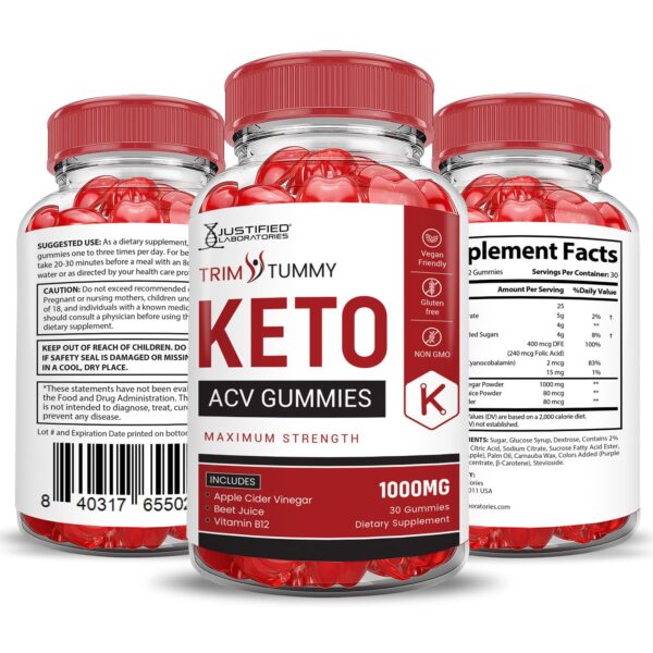 Frasco lateral gominolas Advanced Formula Trim Tummy Keto ACV