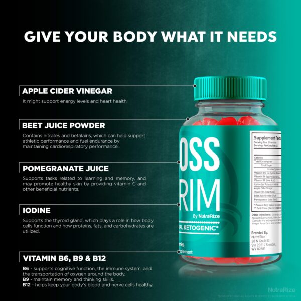 Frasco de gomitas moss trim keto acv vista lateral derecha