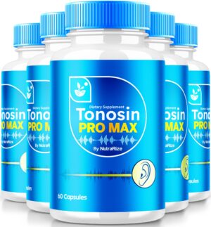 Cápsulas Tonosin Pro Max para salud auditiva NutraRize paquete 5x60